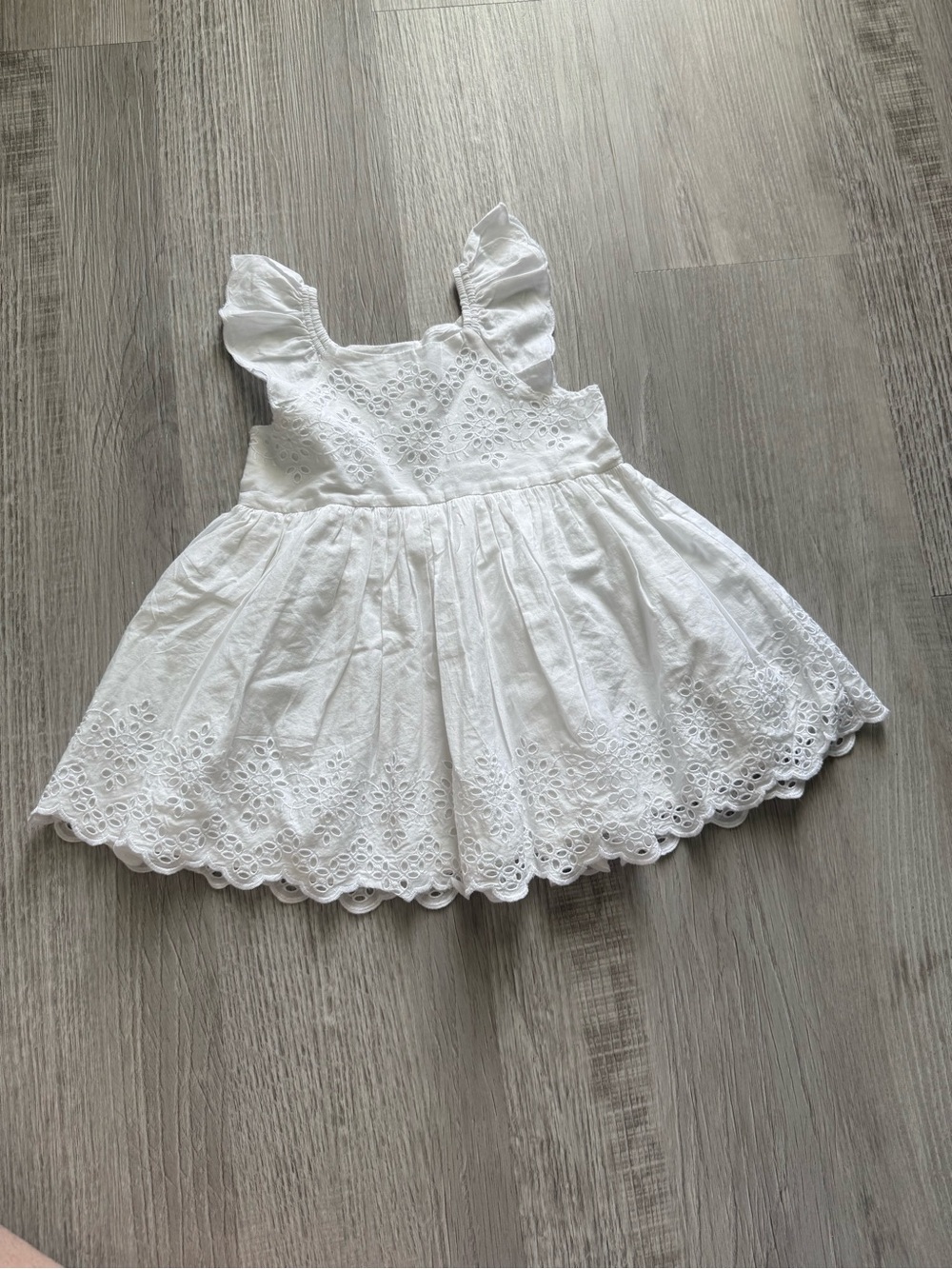 White Eyelet Cotton Sundress for Girls